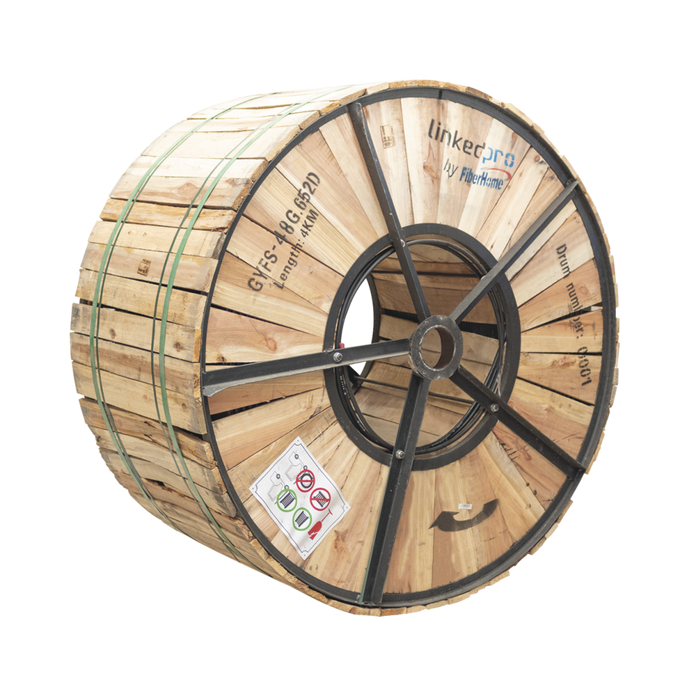 Carrete de 4 km de Fibra ?ptica para Exterior G.652D, Armada, Monomodo de 48 Hilos, Loose Tube, Color Negro, Para Instalaci?n en Ducto Subterr?neo o Enterrado Directo