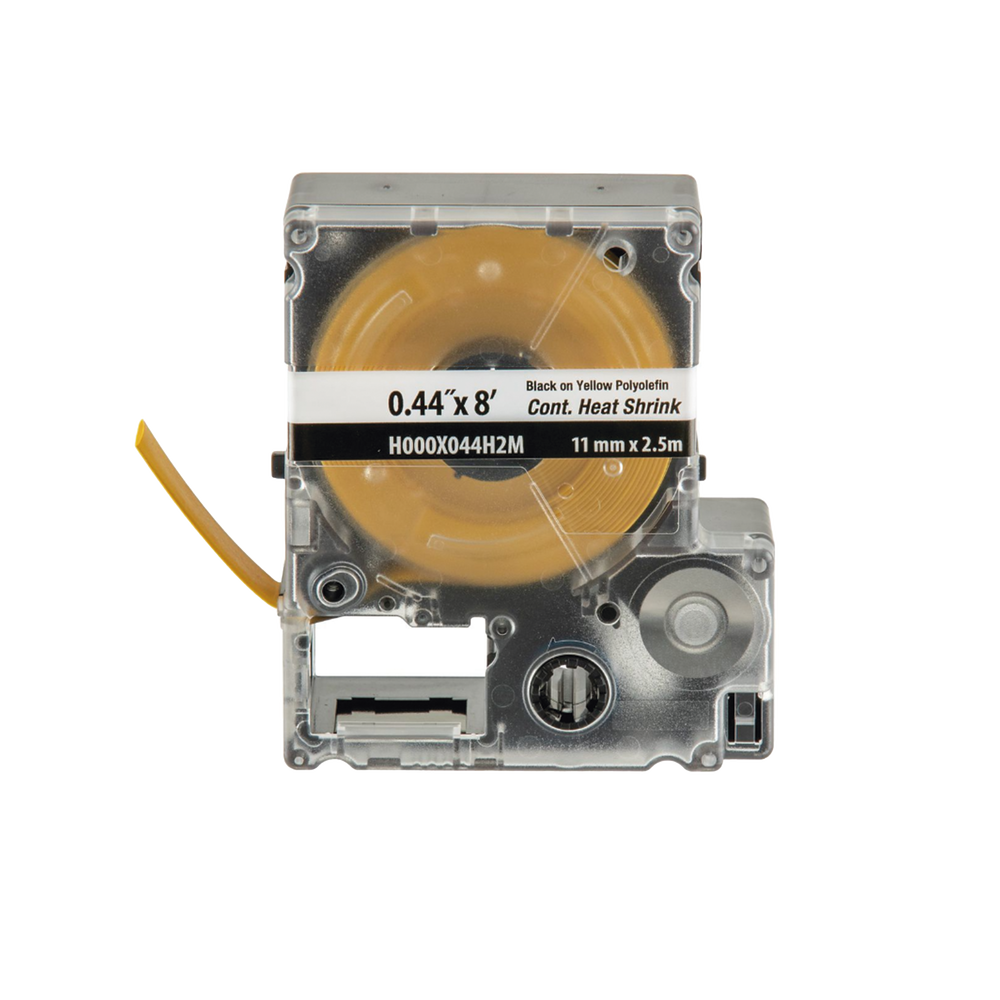 Casete de Etiquetas Continuas Termorretr?ctil 11.2 mm. de Ancho x 2.4 Metros (7.87 Pies) de Largo. Poliolefina Amarilla