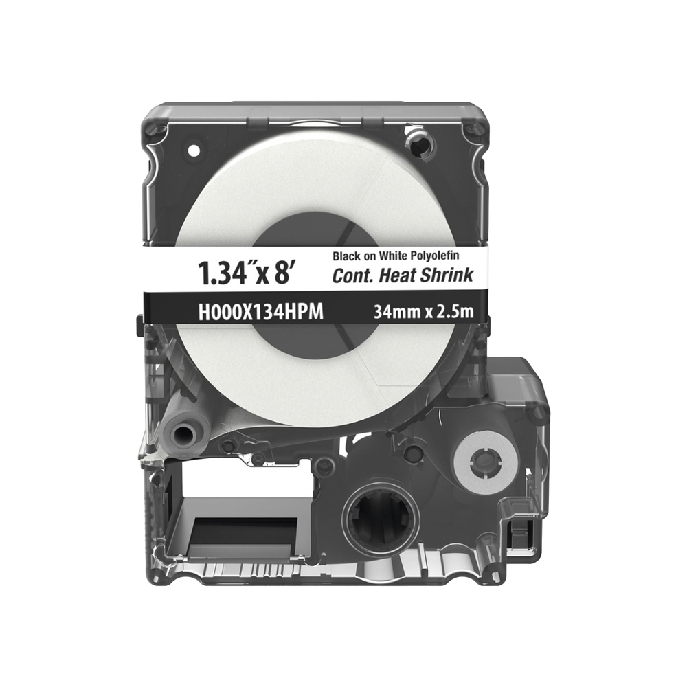 Casete de Etiquetas de Poliolefina de Cinta Continua, Tubo Termocontr?ctil, 34 mm (1.34 pulgadas) de Ancho y 2.4 metros (7.87 pies) de Largo, Para Cables de 11 a 17.27 mm (4 AWG-250 MCM) de Di?metro, Color Blanco