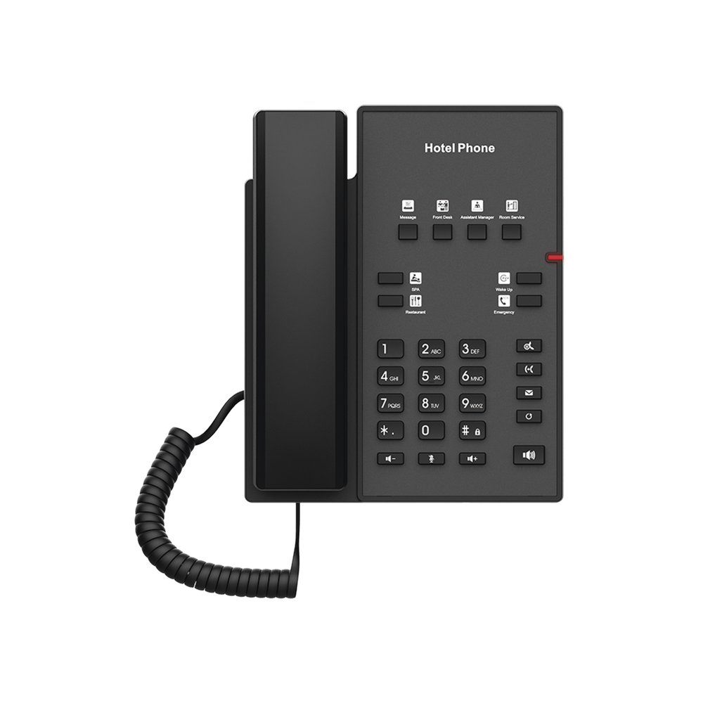 Teléfono IP para Hotelería, profesional con 8 teclas programables para servicio rápido, plantilla personalizable con PoE
