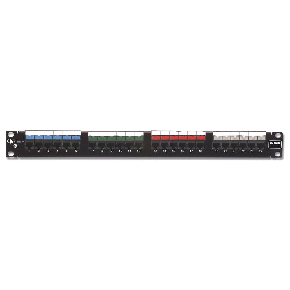 Patch Panel UTP HD6 de 24 Puertos, Precargado con Jacks Categor?a 6, Plano, 1UR