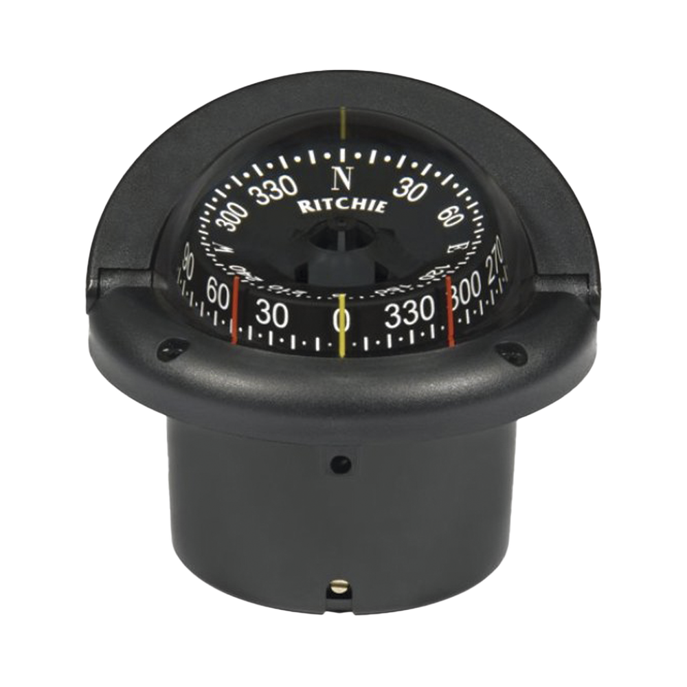 Brújula en color negro para timonel, con iluminación nocturna color verde.