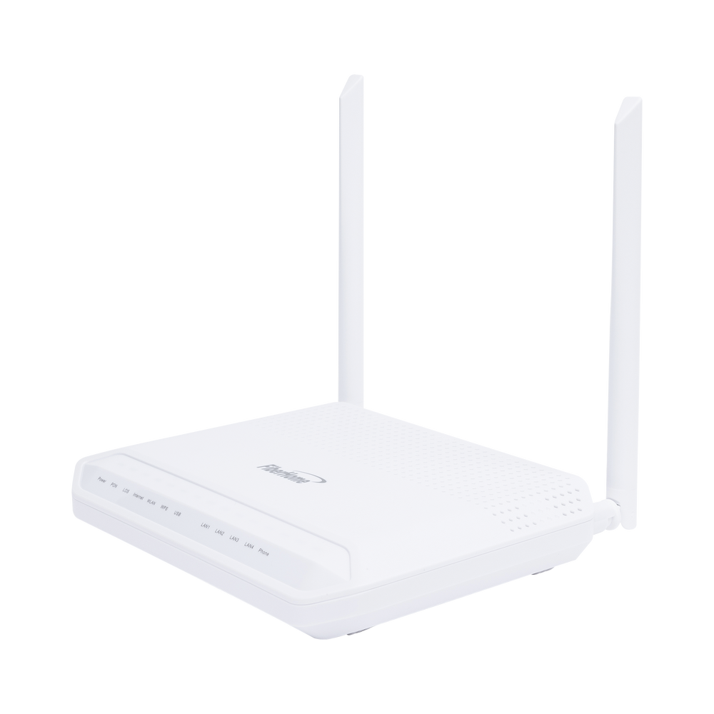 ONU GPON WiFi (2.4/5 GHz), 2 Antenas de 5 dBi, Compatible con OLTs de Terceros, MIMO 2x2, 4 puertos Gigabit + 1 POTS + USB, conector SC/UPC, (Gestión WAN desde la Interfaz de la ONU)