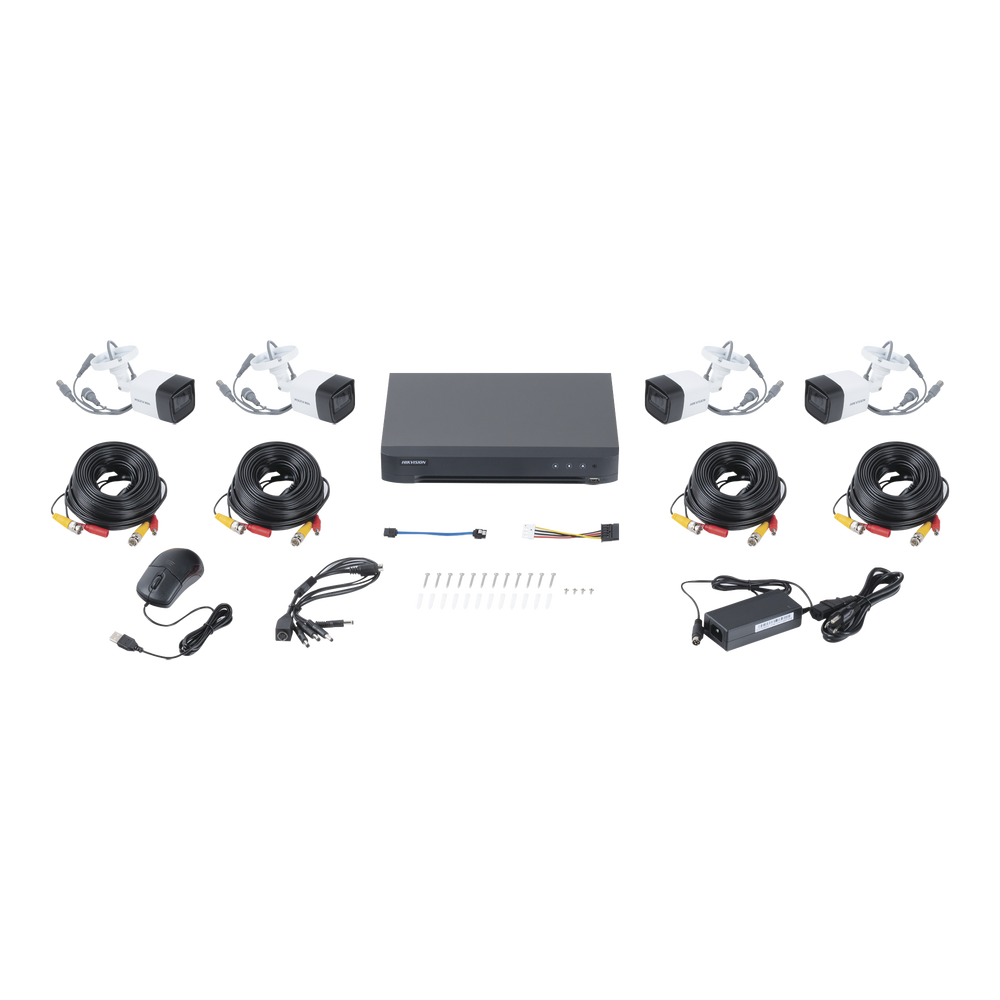 (MICRÓFONO INTEGRADO) KIT TURBOHD 5 Megapixel / DVR 4 Canales / 4 Cámaras Bala con Micrófono Integrado (exterior 2.8 mm) / Fuente de Poder / Accesorios de Instalación - Image 2