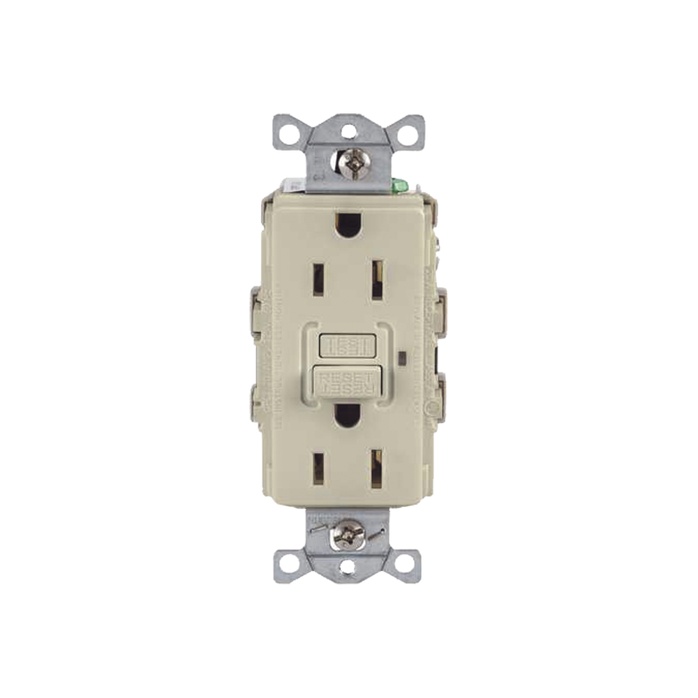 Contacto de Auto-verificación GFCI con Interruptor de Falla a Tierra de 15 A 125 V 2 Polos/ Color Marfil / Nema 5-15R / Grado Industrial Comercial. - Image 2