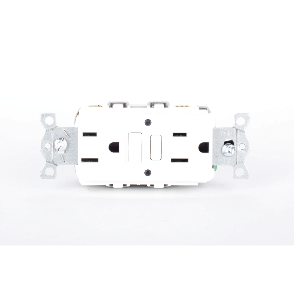 Contacto de Auto-verificación GFCI con Interruptor de Falla a Tierra de 15 A 125 V 2 Polos, 3 Hilos Color Blanco (Nema 5-15R), Grado Comercial. - Image 2