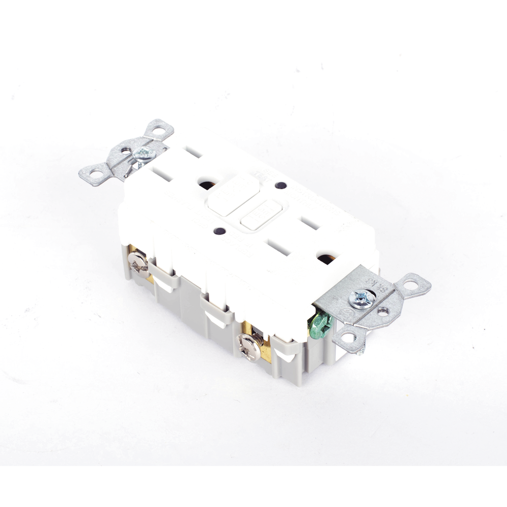 Contacto de Auto-verificación GFCI con Interruptor de Falla a Tierra de 15 A 125 V 2 Polos, 3 Hilos Color Blanco (Nema 5-15R), Grado Comercial. - Image 3