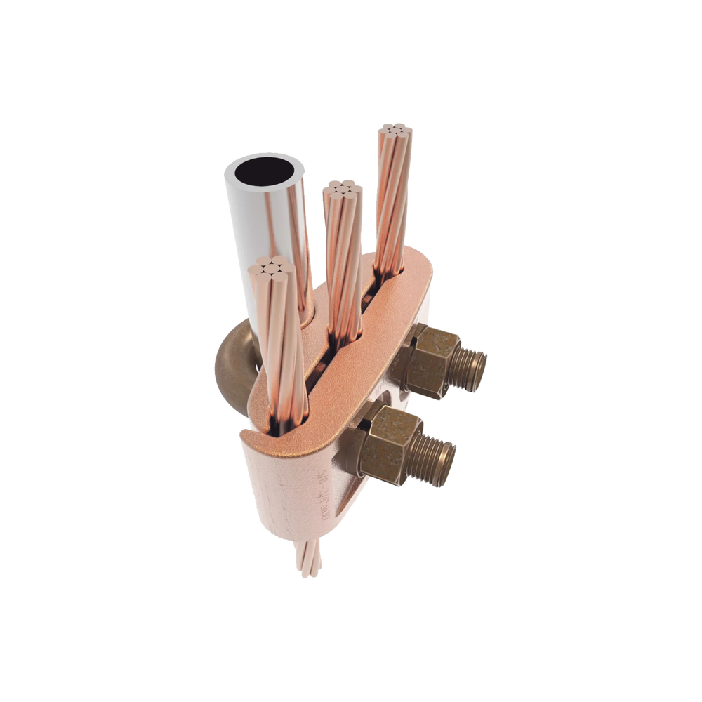 Conector Mecánico para 3 Cables para Calibre 2/0 AWG - 250 KCMIL a Tubería de 3/8" o Varilla 5/8" - 3/4". - Image 2