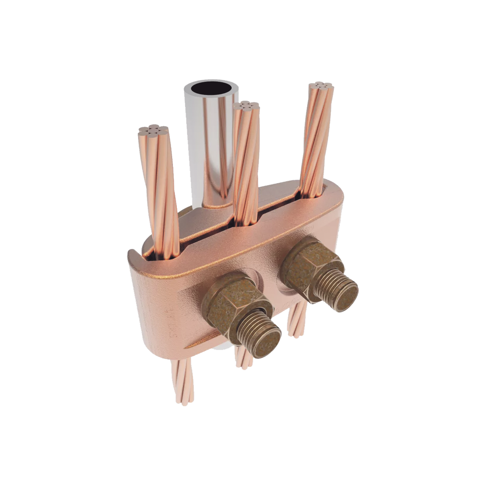 Conector Mecánico para 3 Cables para Calibre 2/0 AWG - 250 KCMIL a Tubería de 3/8" o Varilla 5/8" - 3/4". - Image 4