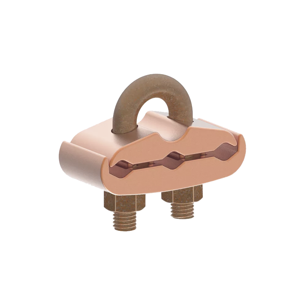 Conector Mecánico para 3 Cables para Calibre 2/0 AWG - 250 KCMIL a Tubería de 3/8" o Varilla 5/8" - 3/4".