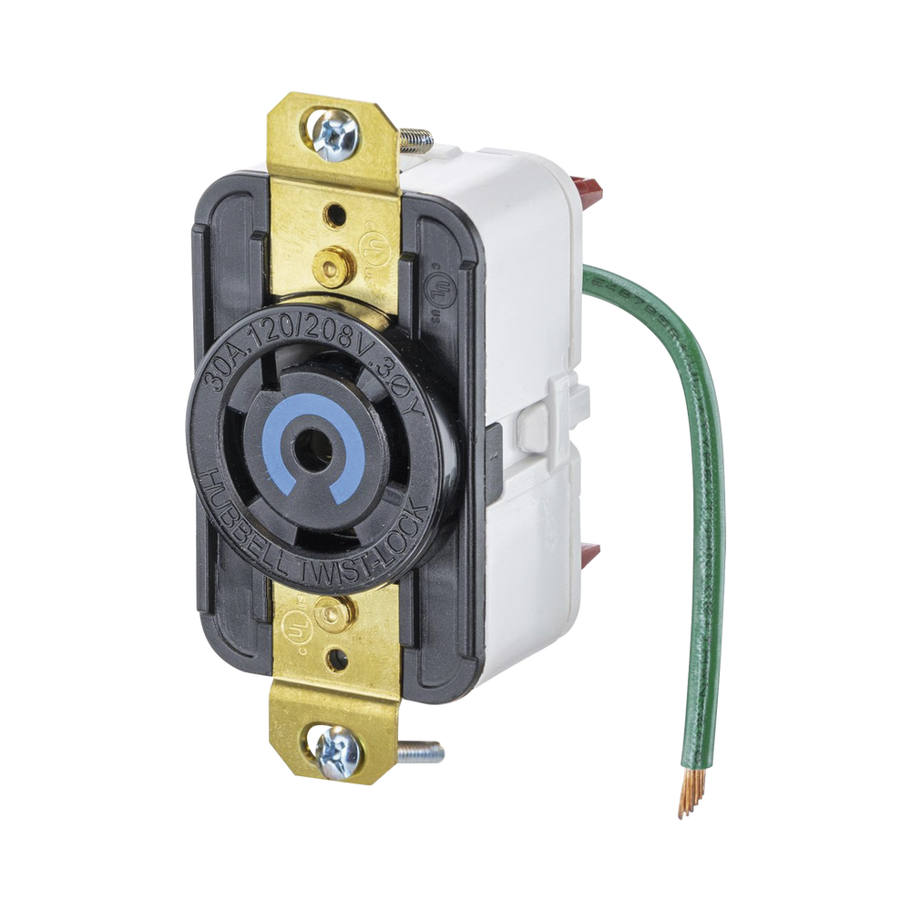 Recept?culo de Media Vuelta Industrial 30 A 120/208 V CA/ Nema L21-30R /Color Negro