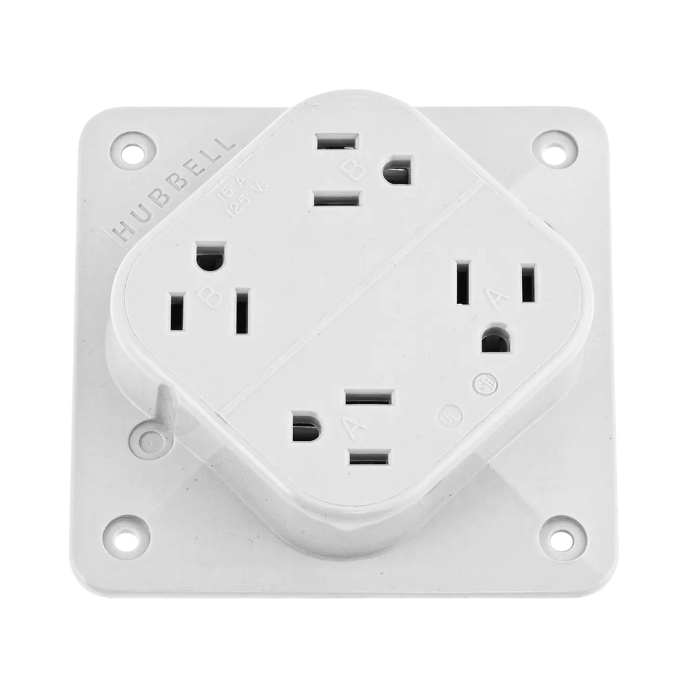 Multicontacto Dúplex con 6 Salidas/ 15 A 125 V CA/ 2 Polos 3 Hilos / Color Blanco.