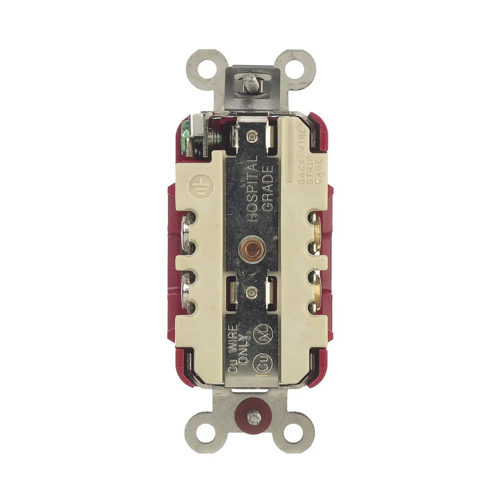 Contacto Dúplex 15 A, 125 V, 2 polos, 3 Hilos, Color Rojo (Nema 5-15R), Grado Hospital. - Image 3
