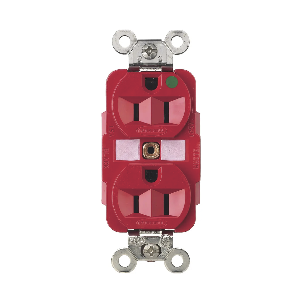 Contacto Dúplex 15 A, 125 V, 2 polos, 3 Hilos, Color Rojo (Nema 5-15R), Grado Hospital. - Image 2