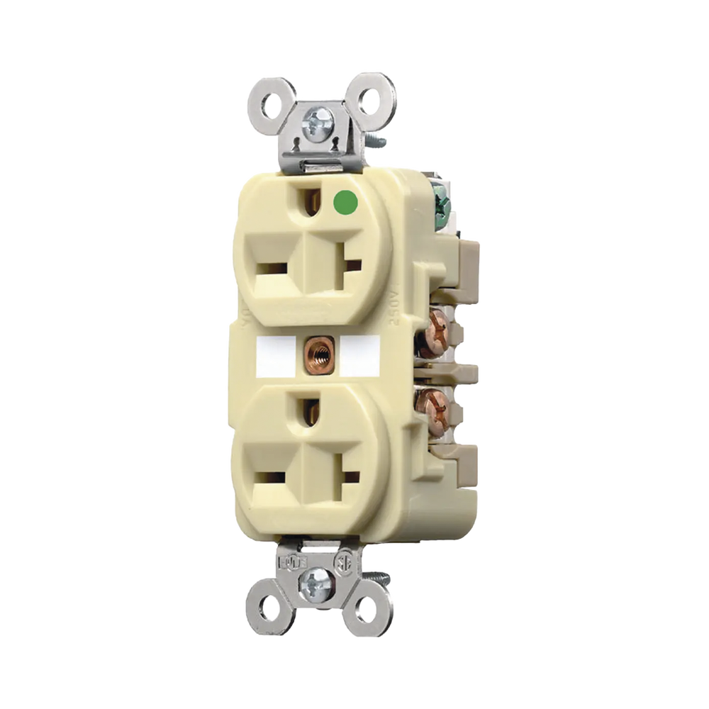 Contacto Duplex de 20 A 250 V CA/ Nema 6-20R / Grado Hospitalario / Color Marfil.