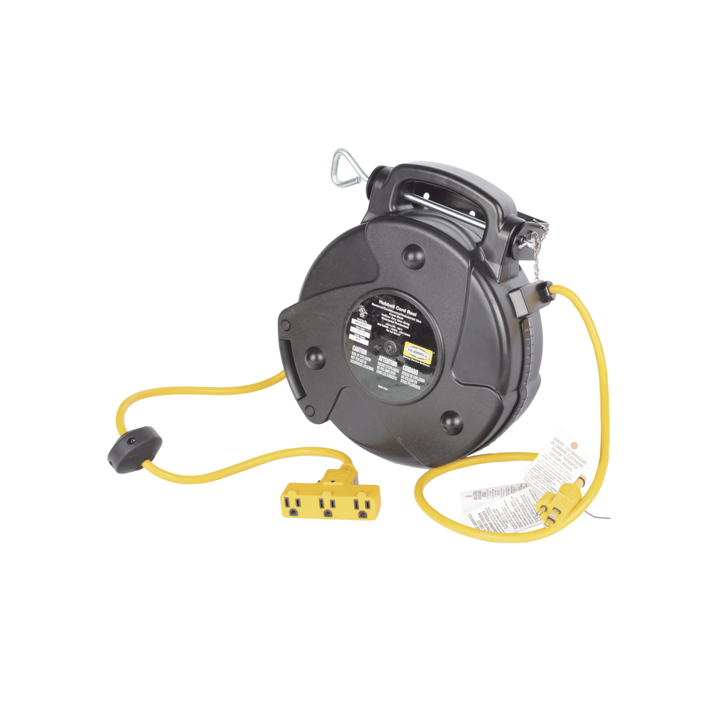 Carrete de Cable comercial (12/3 rudo), para 125 V CA, 12.2 m de longitud con salida triple de 15 A.