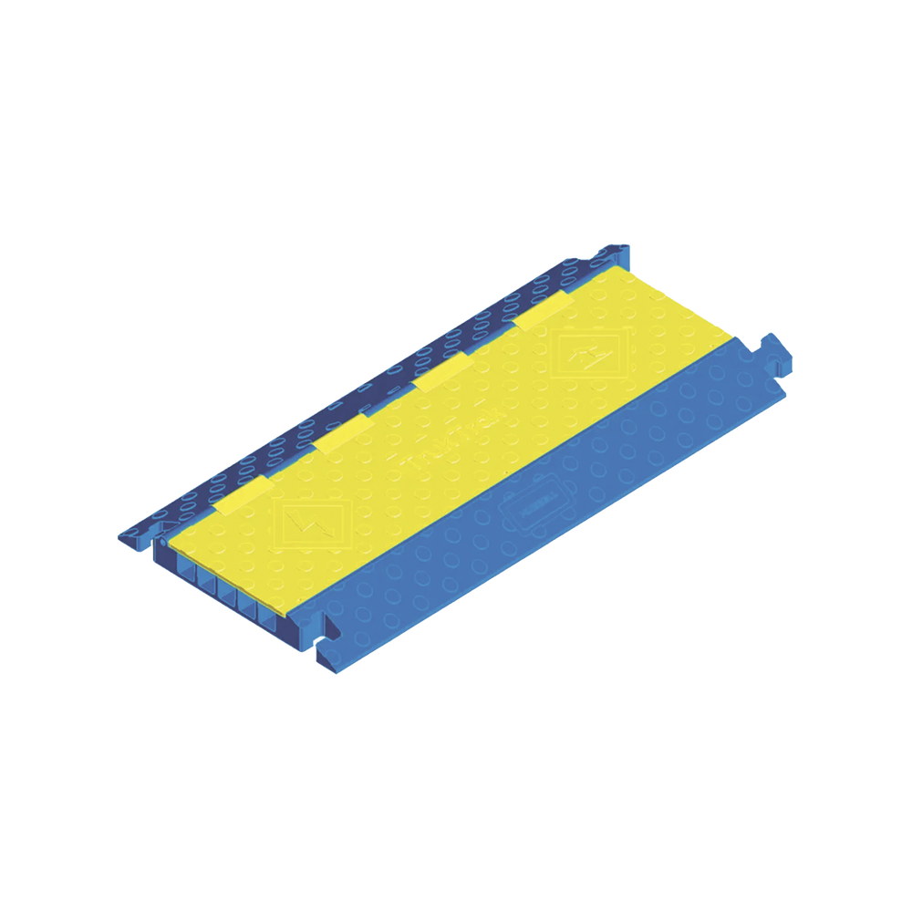 Protector para Cables de 5 Canales Truk Trak / Dimensiones 914 x 508 x 58.6 mm (35.98 x 20 x 2.31 Pulgadas) / Color Azul y Amarillo.