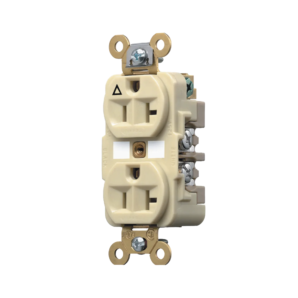 Contacto Dúplex Conexión a Tierra Aislada/ 20 A 125 V/ 2 polos 3 Hilos/ Color Marfil/ Nema 5- 20R/ Grado Industrial.