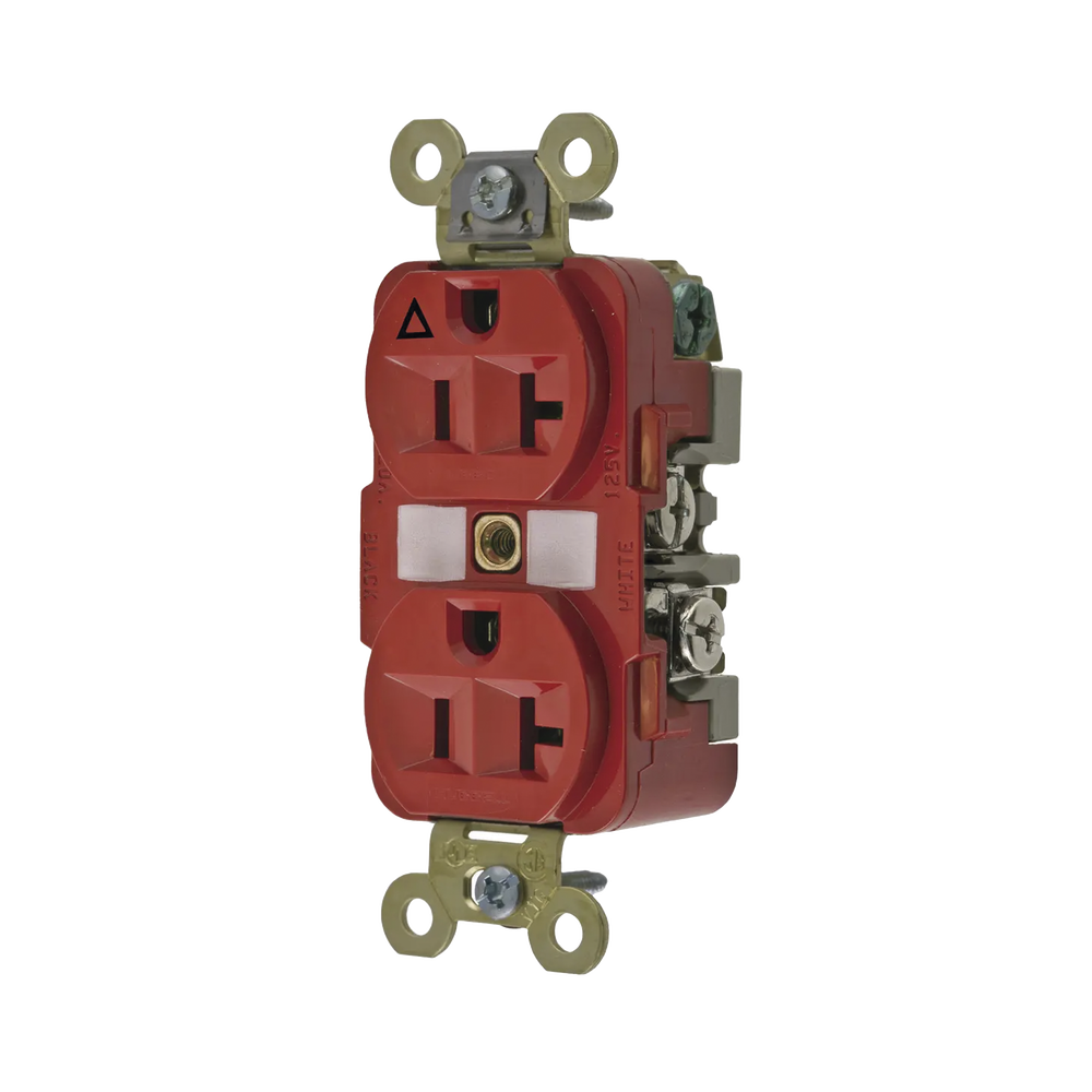 Contacto Dúplex Conexión a Tierra Aislada/ 20 A 125 V/ 2 polos 3 Hilos/ Color Rojo/ Nema 5- 20R/ Grado Industrial.