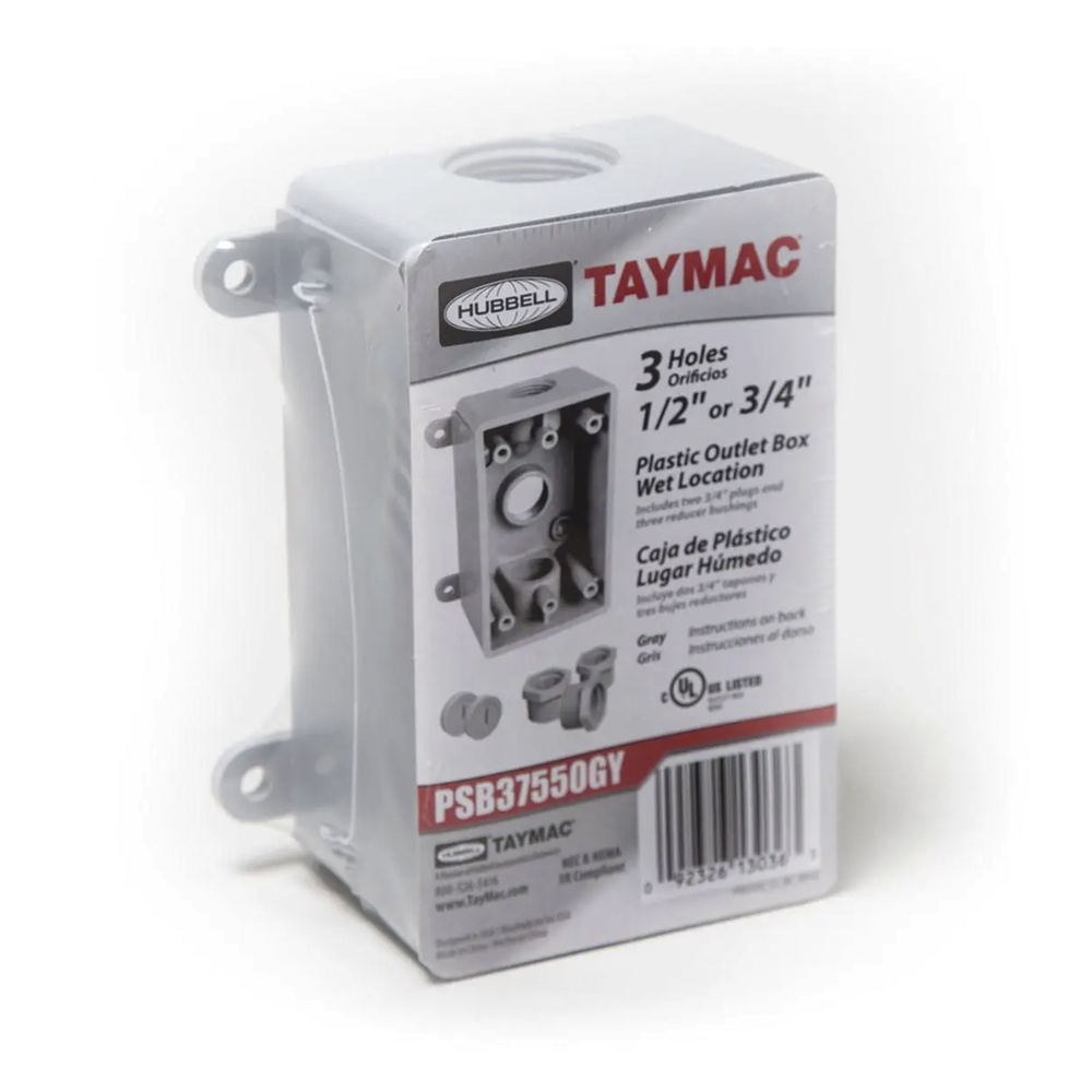 Caja Impermeable de 1 Gang / Profundidad de 2 Pulgadas (5.08 cm) / Cuenta con 3 Salidas Roscadas para Tuber?a de 1/2 ? 3/4 / Color Gris - Image 2