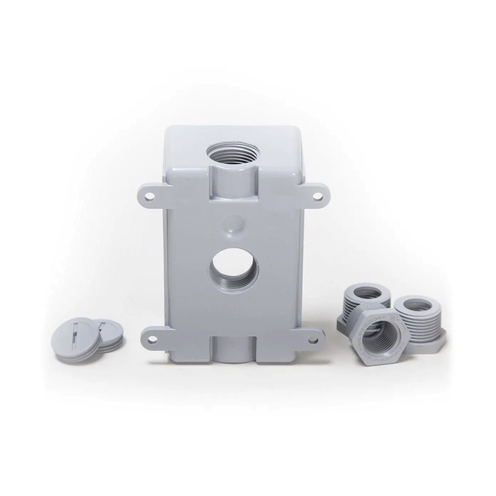 Caja Impermeable de 1 Gang / Profundidad de 2 Pulgadas (5.08 cm) / Cuenta con 3 Salidas Roscadas para Tuber?a de 1/2 ? 3/4 / Color Gris - Image 5