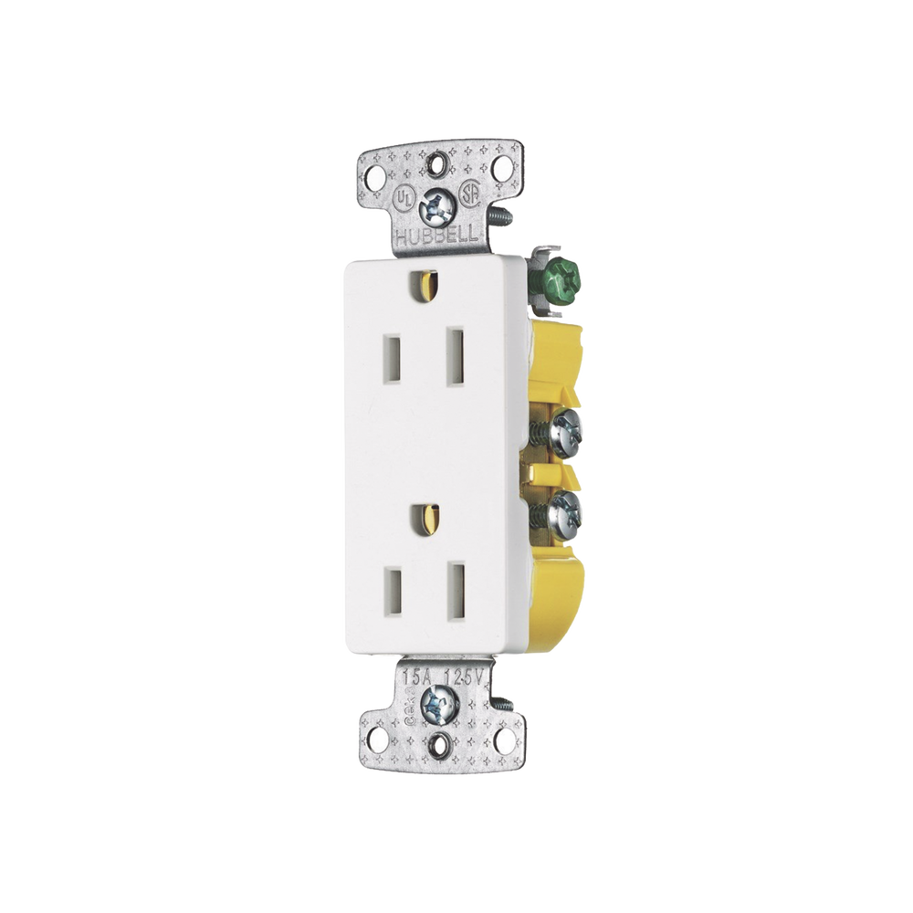 Contacto Duplex Decorador 15A 125V, 2 Polos, 3 Hilos, Color Blanco (Nema5-15R).