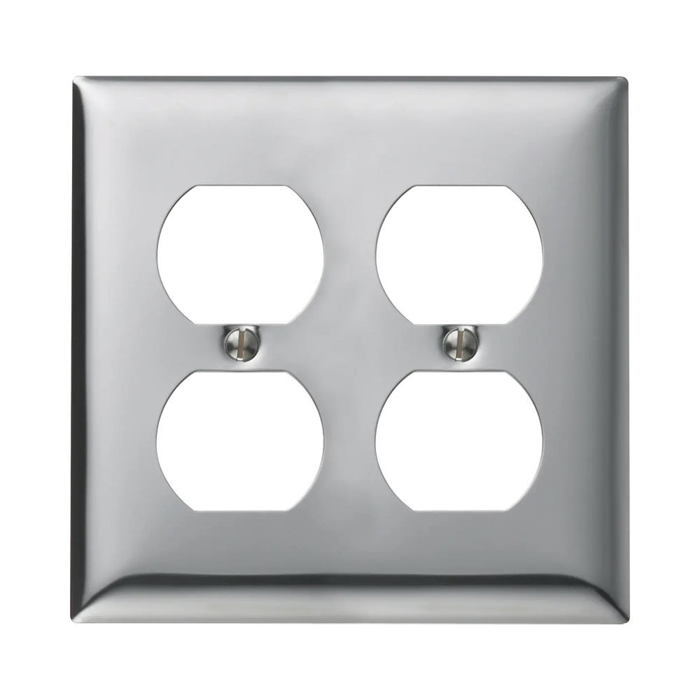 Tapa para 2 Contacto Dúplex Color Cromo.