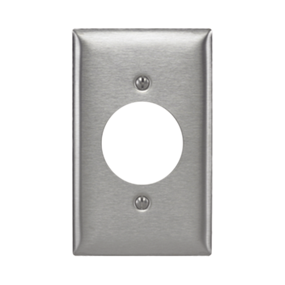 Placa para Receptaculo Sencillo 20 y 30 A de Media Vuelta/ 1.6" (40 mm) / Acero Inoxidable.