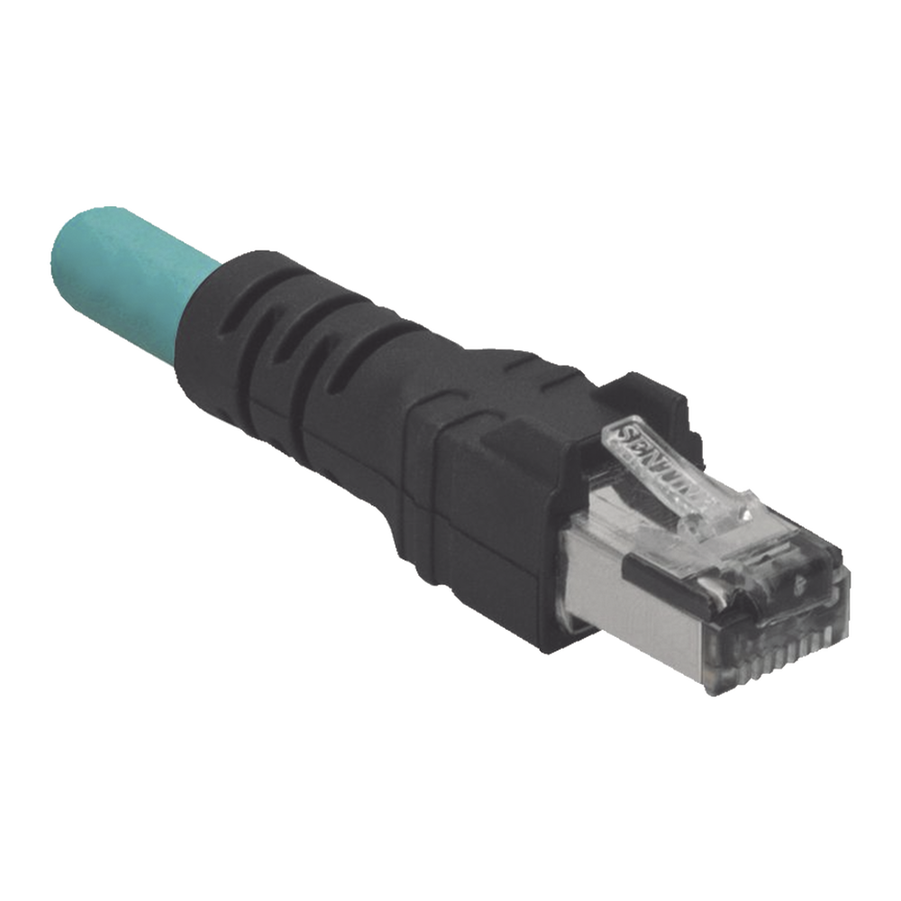 Cable de Conexión IndustrialNet Cat5e, de M12 D-Code Macho a Plug RJ45, Blindado S/FTP, Forro TPO, Color Azul Cerceta, 5 Metros