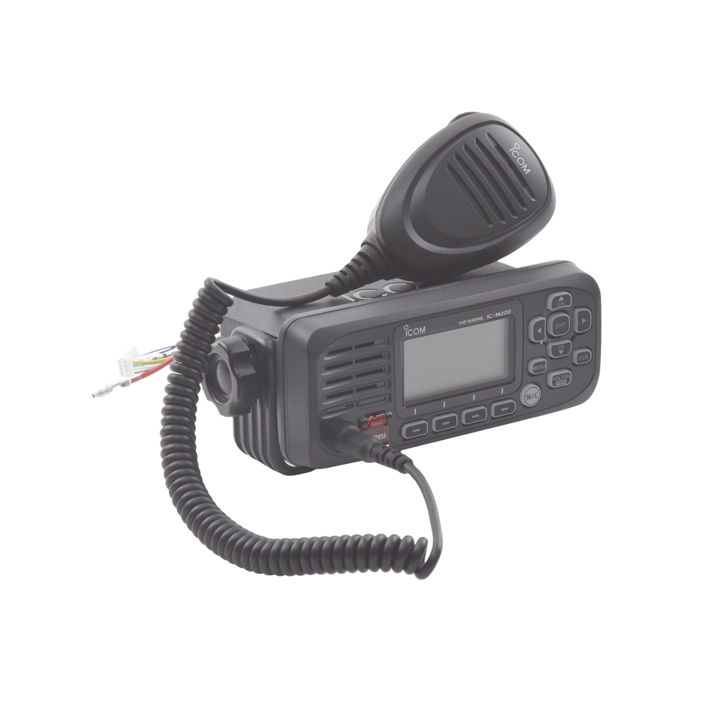 Radio móvil marino ICOM, Tx: 156.025-157.425MHz, Rx: 156.050-163.275MHz, 25W de potencia, sumergible IPX7 incluye: micrófono, cable de alimentación y accesorios - Image 4
