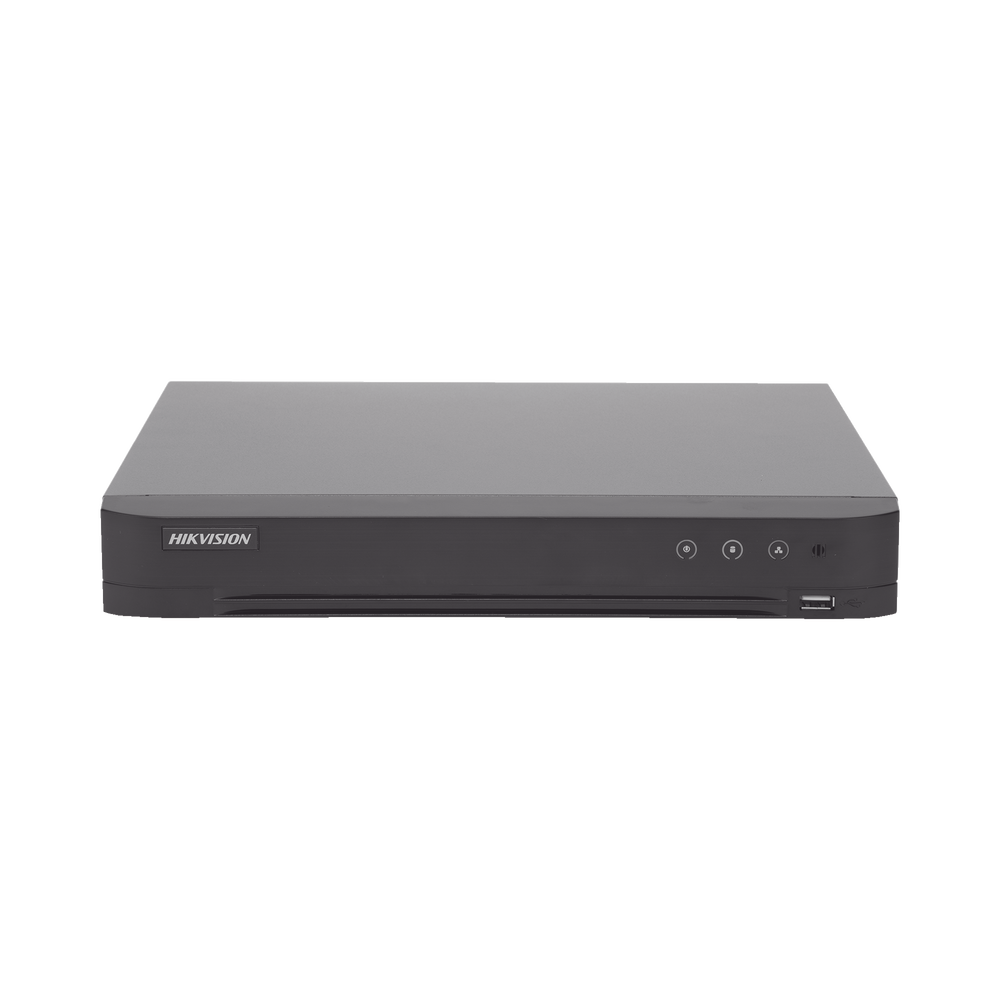 DVR 16 Canales TurboHD + 8 Canales IP / 4 Megapixel / Acusense (Evita Falsas Alarmas) / Audio por Coaxitron / Reconocimiento de Rostros (Base de Datos) / 1 Bahía de Diso Duro / H.265+