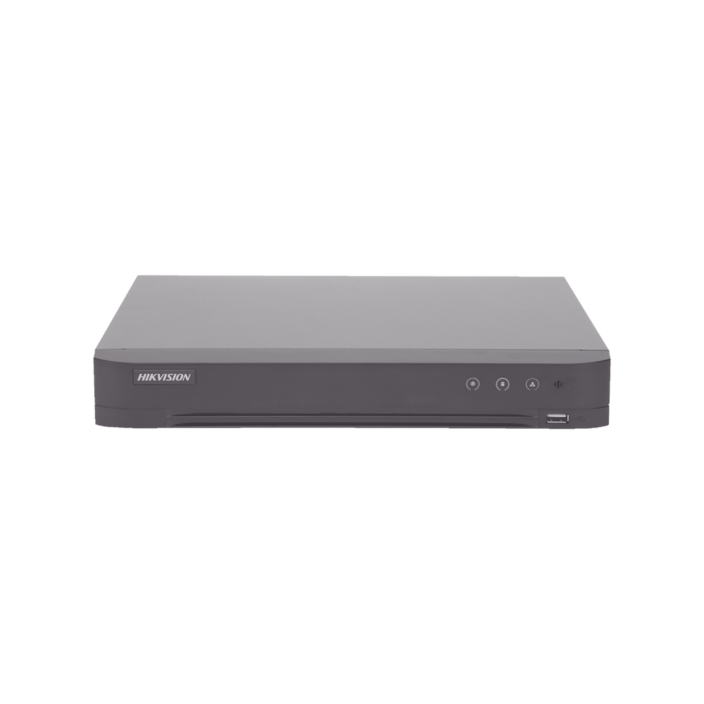 DVR 16 Canales TurboHD + 8 Canales IP / 5 Megapixel Lite - 3K Lite / Acusense (Evita Falsas Alarmas) / Reconocimiento de Rostros (Base de Datos) / Audio por Coaxitron / 1 Bahía de Disco Duro / H.265+