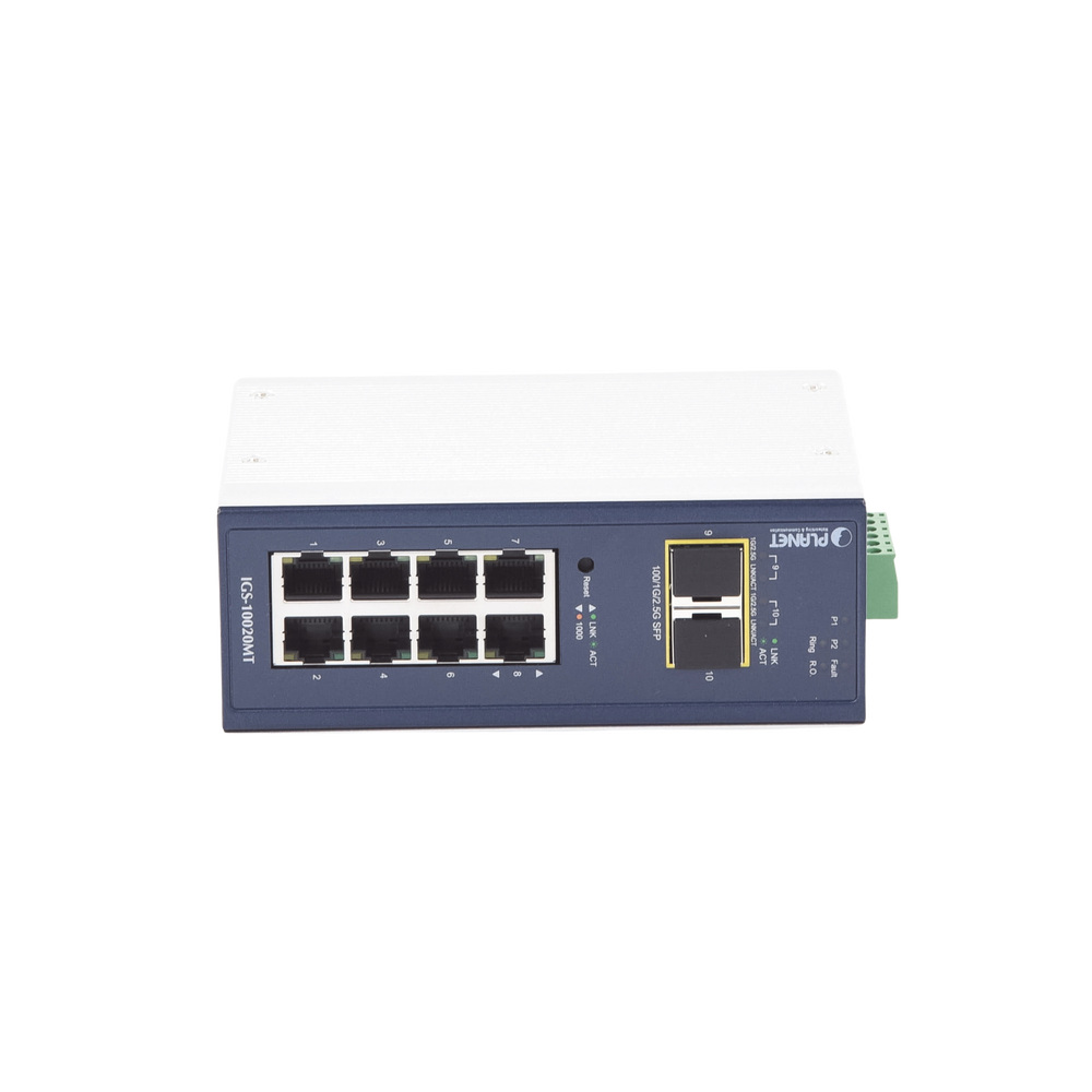 Switch Industrial Administrable Capa 2, 8 Puertos 10/100/1000T, 2 Puertos SFP 1G / 2.5 G BASE X