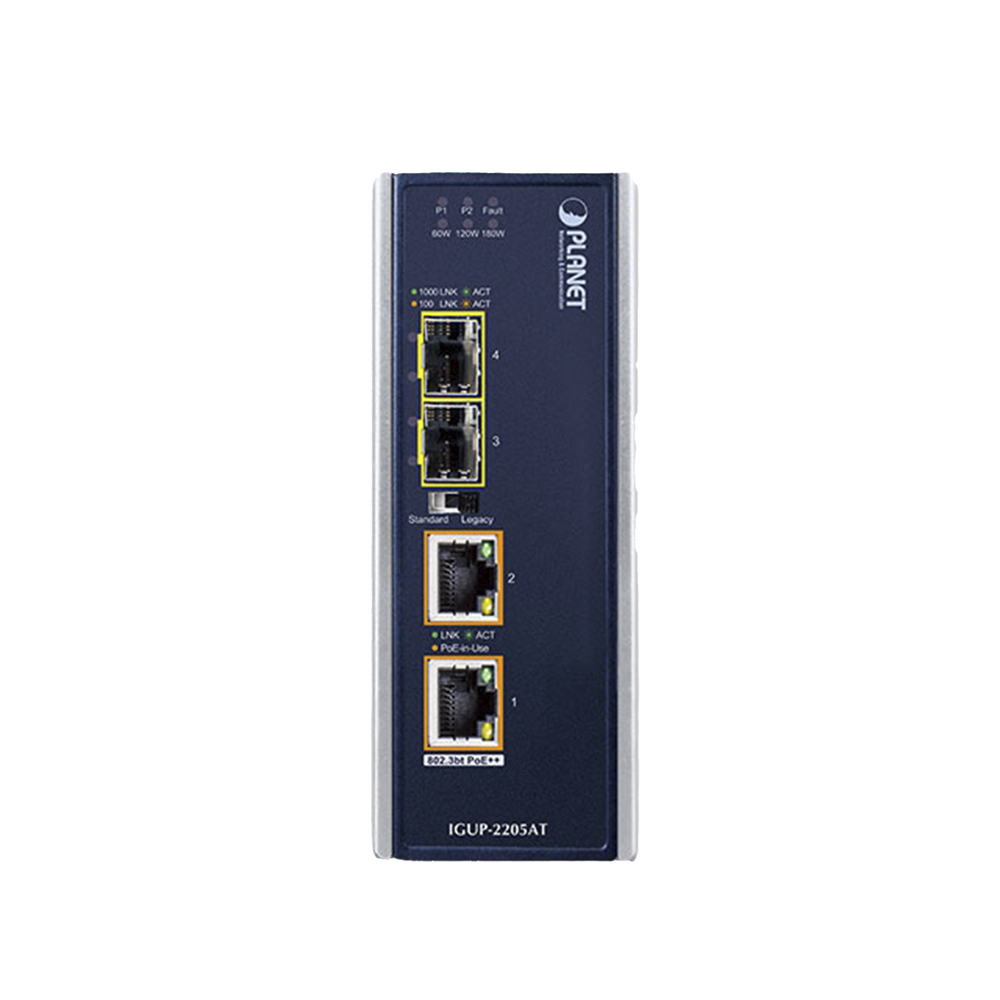 Convertidor de Medios Industrial de 2 Puertos SFP 100/1000X a 2 Puertos RJ45 10/100/1000T 802.3bt PoE++ - Image 2