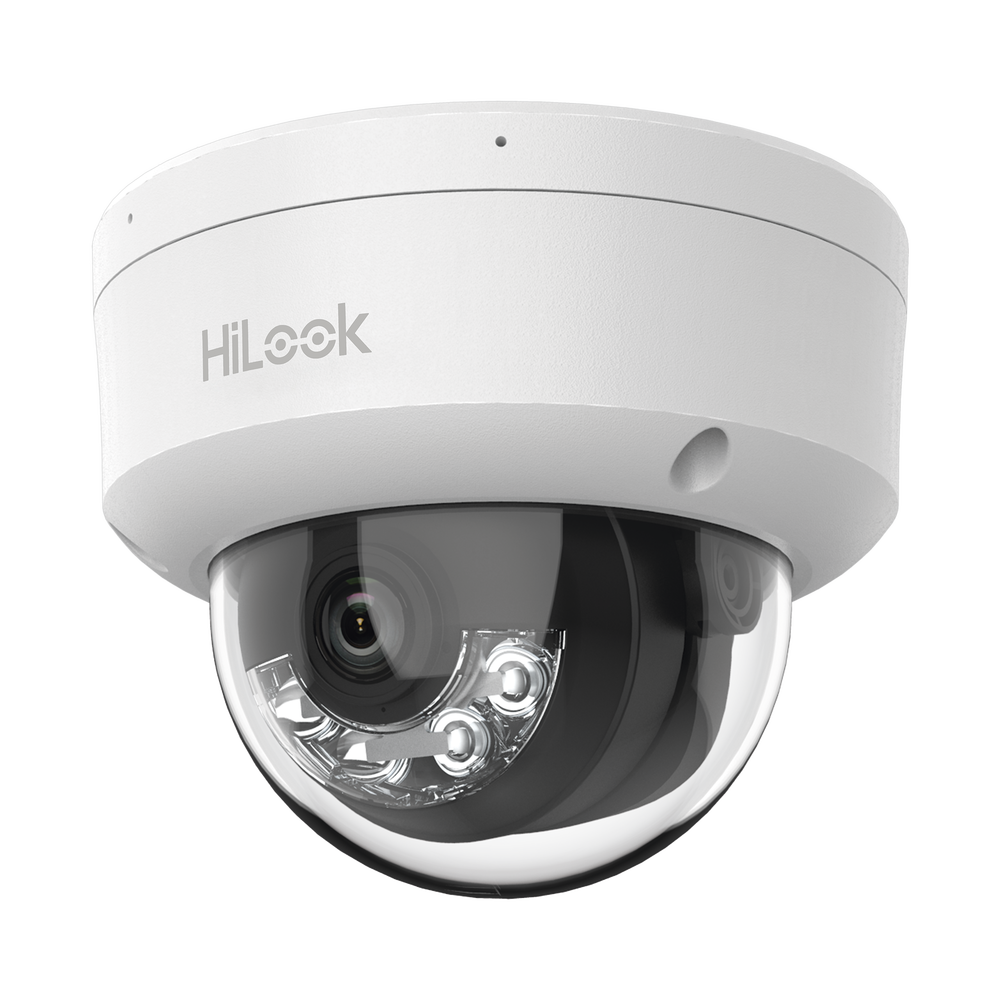 [Dual Light] HiLook Series / Domo IP de 4 Megapixel / Uso en interior / Lente 2.8 mm / 20 mts IR + 20 mts Luz Blanca / Micrófono Integrado / ACUSENSE Lite / PoE / dWDR / H.265+ / ONVIF