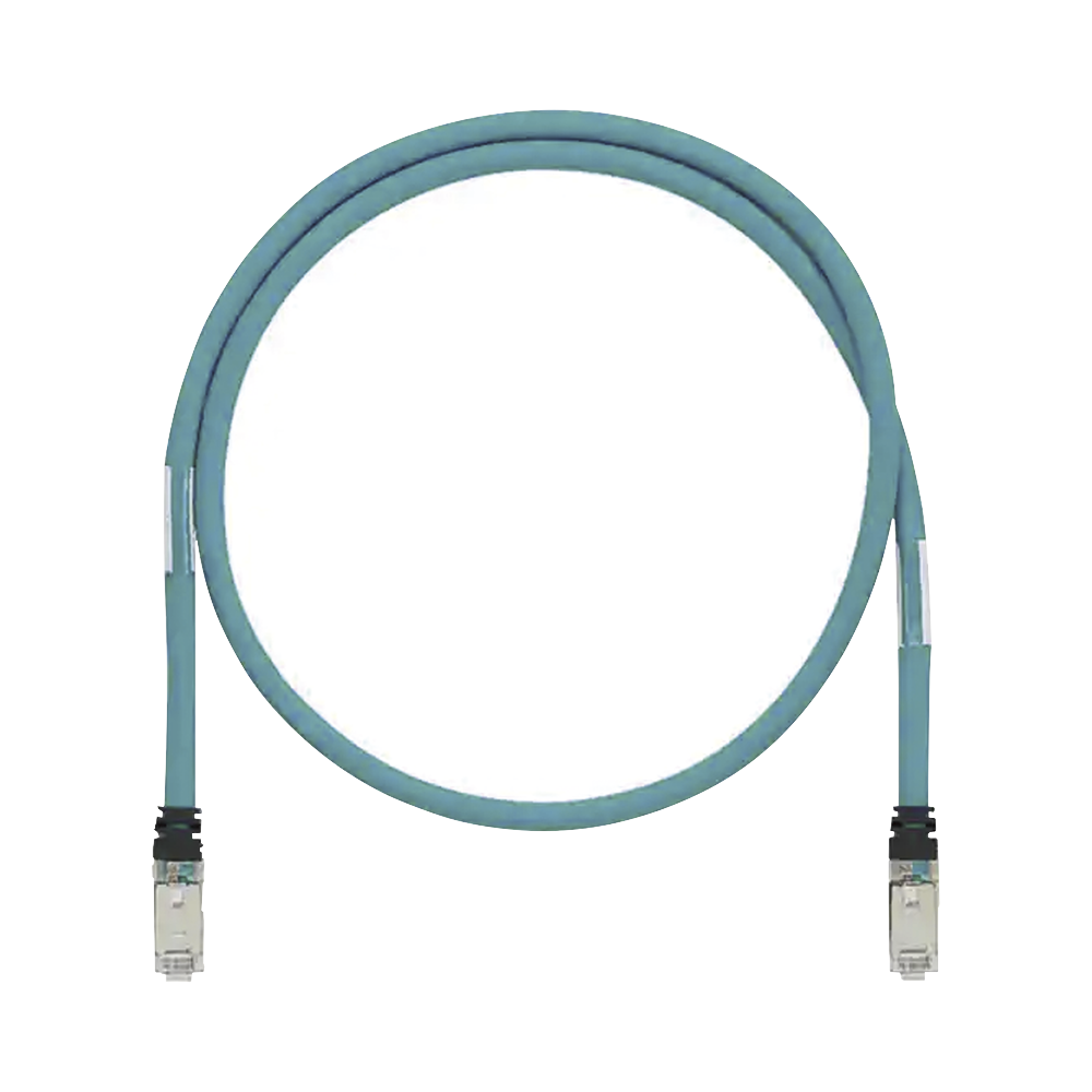 Patch Cord Cat6A de Grado Industrial 600V, Blindado SF/UTP, Calibre 26 AWG, Color Aqua, 2 Metros (6.56 Pies)
