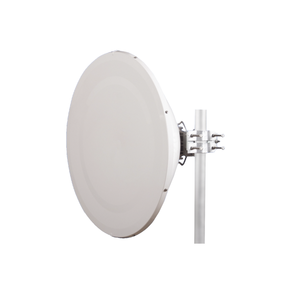 Antena direccional Alto Rendimiento / Parábola profunda para mayor aislamiento al ruido /4 ft / Guía de onda para radio B5x y C5x / Ganancia de 35 dBi / Soporte de acero inoxidable / Polaridad en 90 ° y 45 ° / Incluye montaje.