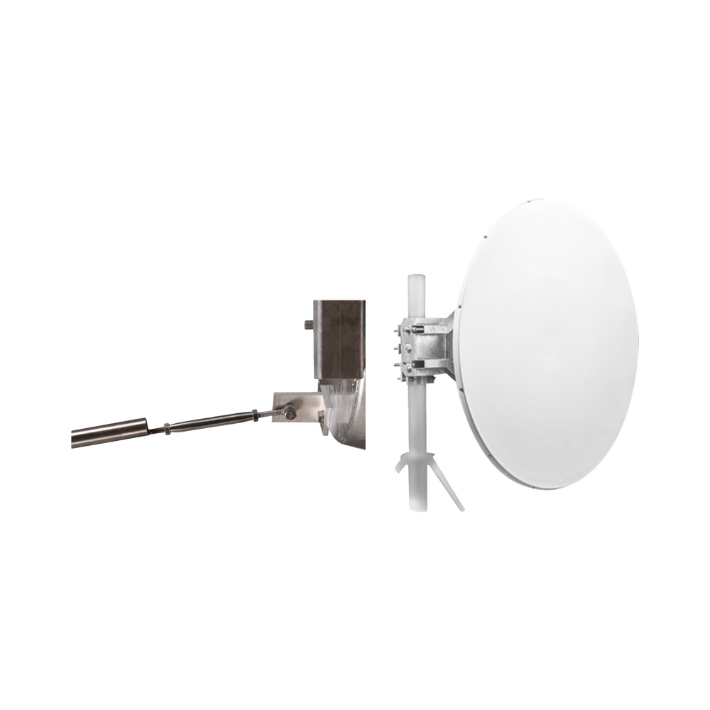 Antena direccional de Alto Rendimiento, 4 ft, Frecuencia de (4.9 a 6.1 GHz), Alto Aislamiento al Ruido, Ganancia de 35 dBi, Soporte de acero inoxidable, polaridad en 90 ° y 45 °, incluye montaje.