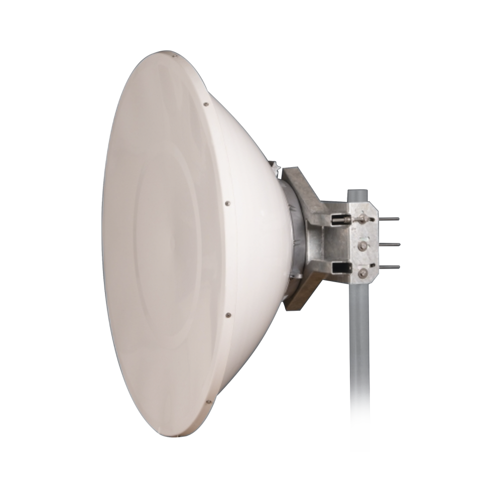 Antena Direccional de Alto Rendimiento / 35.5 ± 1 dBi / 4 ft / 5.9-7.125 GHz / Conectores RP-SMA / Alto Aislamiento al Ruido / Fácil Montaje y herraje de acero inoxidable / Radomo Incluido