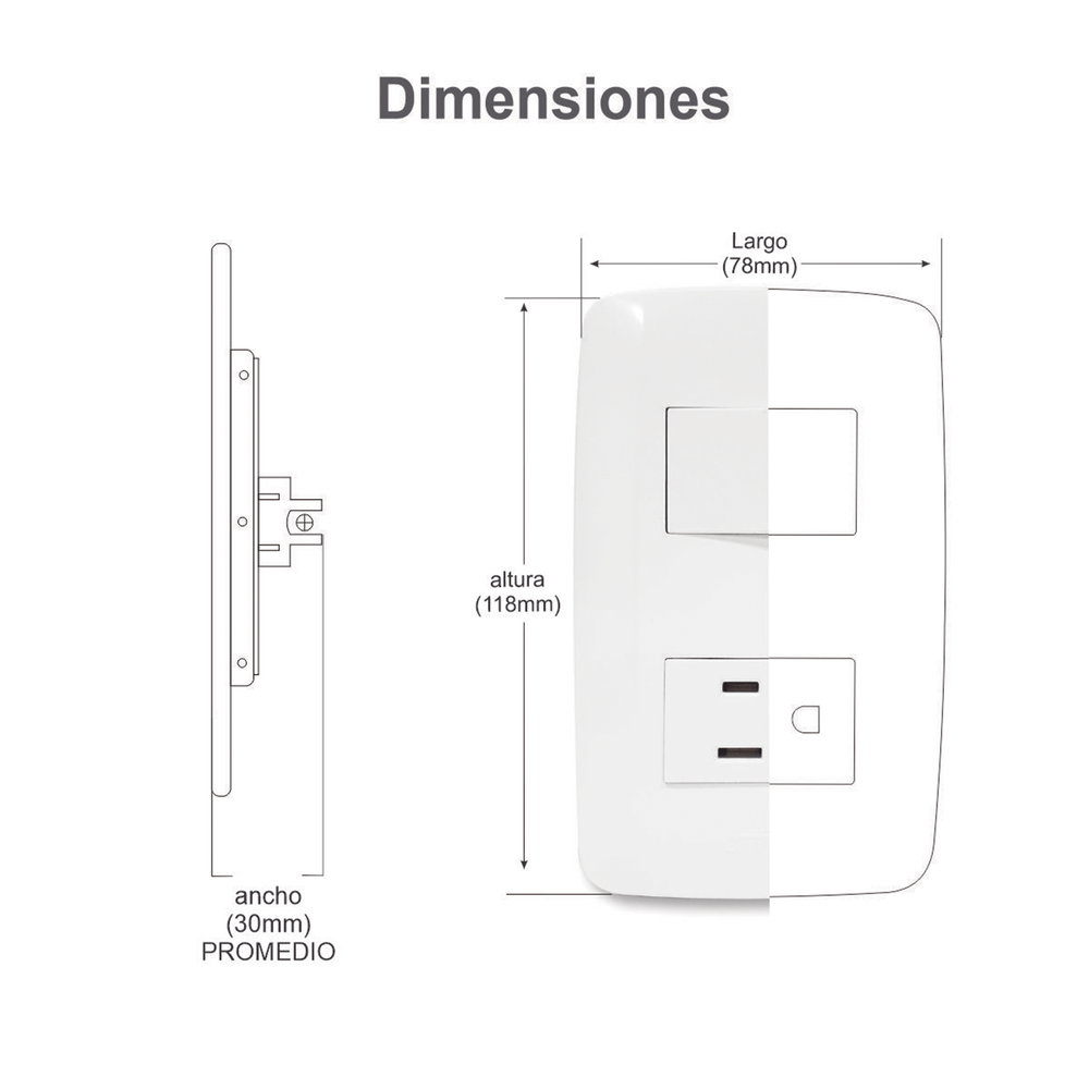 Apagador Duplex de 10 A / 127 V CA ~60 HZ / Color Blanco. - Image 2