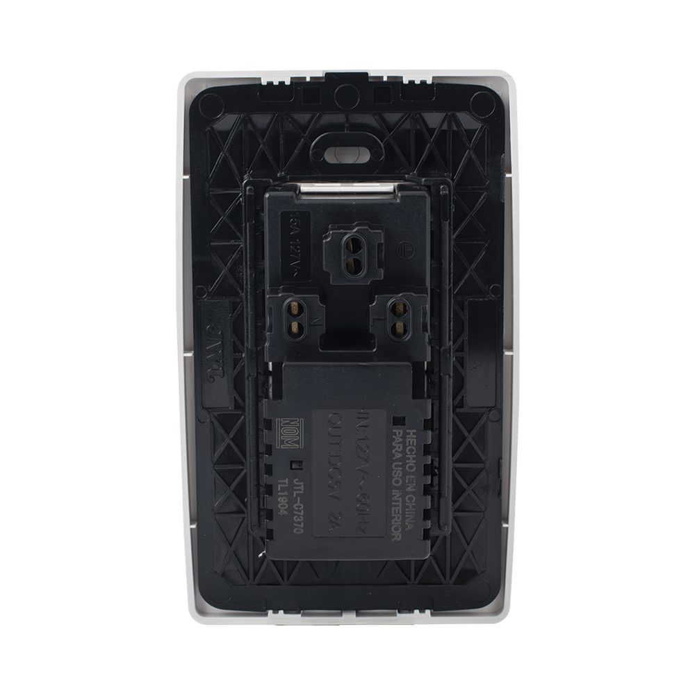 Contacto Sencillo de 15 A/ 127 V CA y 2 Conectores USB de 5 V CD 2A / Color Blanco. - Image 2