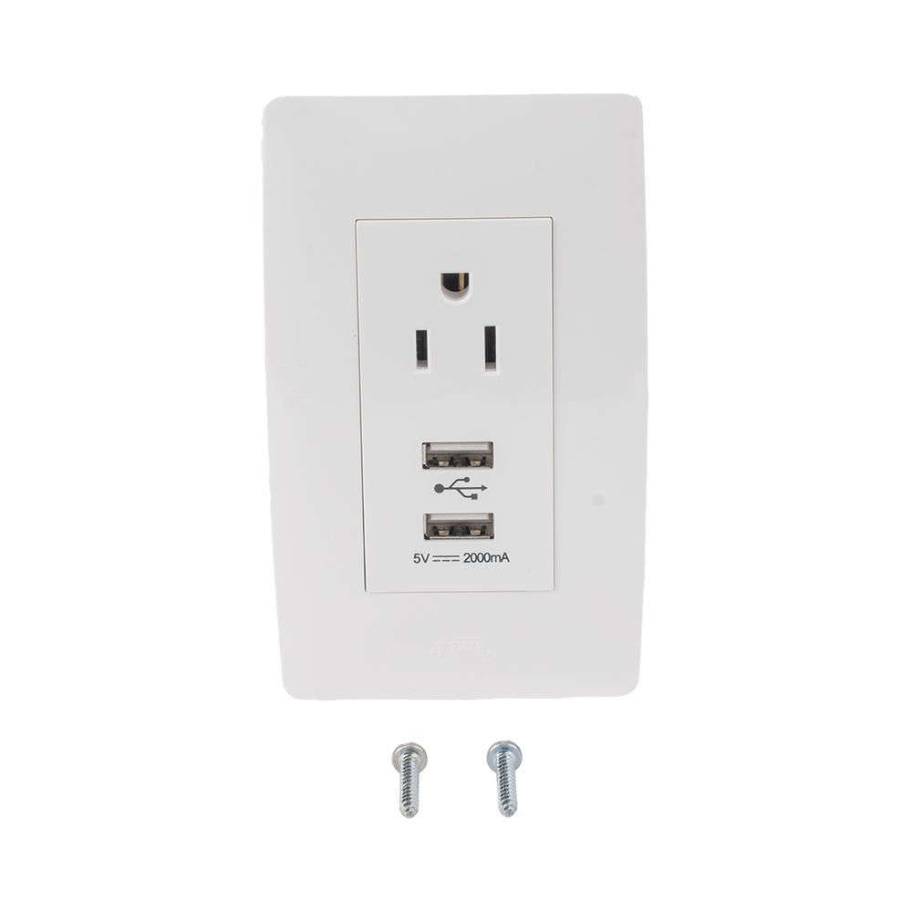 Contacto Sencillo de 15 A/ 127 V CA y 2 Conectores USB de 5 V CD 2A / Color Blanco. - Image 3