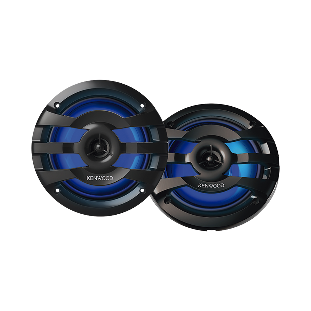 Par de altavoces fabricados en grado marinos en rejilla color negro de 6.5" con iluminación led,  potencia máxima de 260 W