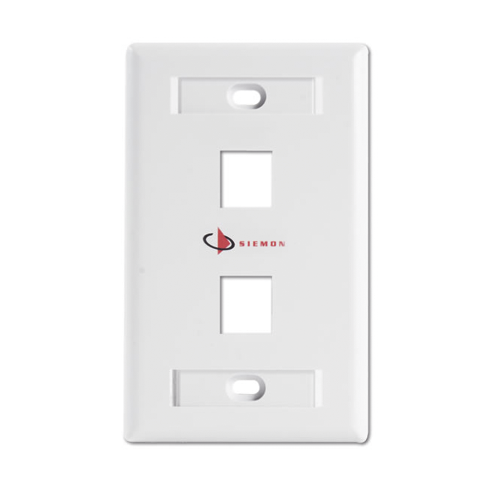 Placa de Pared Keystone de 2 Salidas, Color Blanco, para Jacks Keystone Z-MAX y MAX