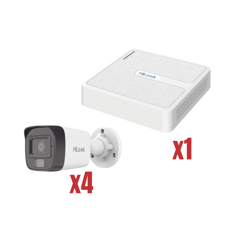 Kit IP 4Megapixel / NVR de 4 Canales con 4 Puertos PoE / 4 Cámaras IP Dual light con microfono