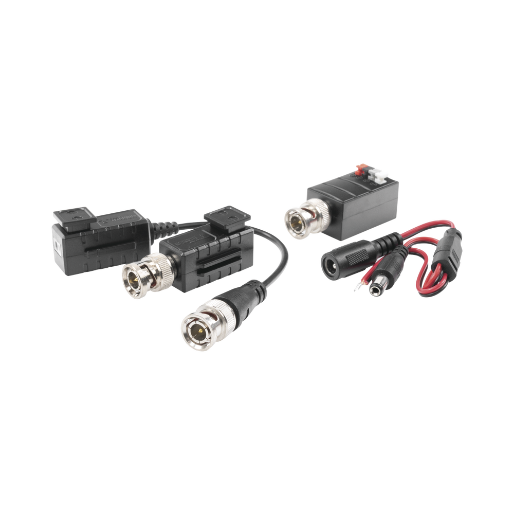 Kit de TRANSCEPTORES DE VIDEO DE LARGO ALCANCE / 320 Metros / Resolución 720P y 1080P / Cat 5e/6 / Compatible con cámaras HD-TVI/CVI/AHD/CVBS / Alimente solo el Receptor / Protección Interconstruida contra sobretensión.
