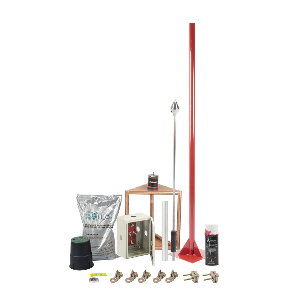 Kit Pararrayo con Accesorios para Protección de Diámetro de 200m.