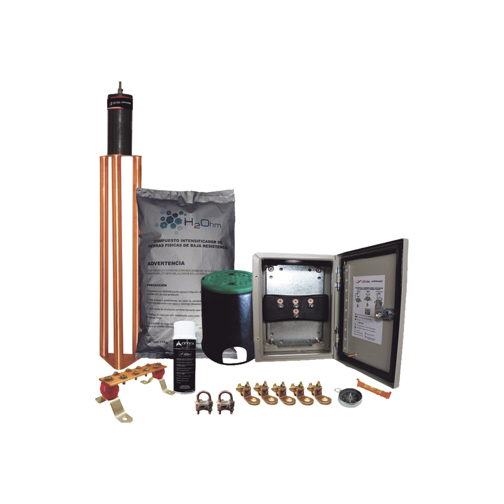 Kit de tierra Física Modelo TG45K con Electrodo Magnetoactivo 50 x 11.5 cm, Capacidad Max: 45 AMP