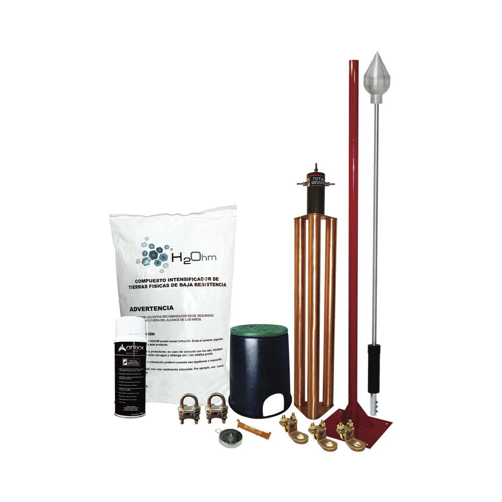 Kit Pararrayo con Accesorios para Protección de Diámetro de 80 m.