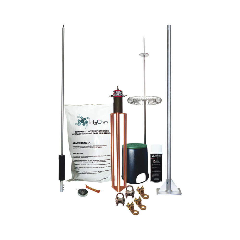 Kit de Pararrayo Dipolo con Electrodo y Accesorios de Instalación para Techo.